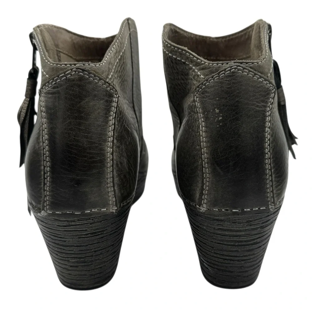 Dansko Women’s Gray Leather Ankle Boots with Tassel Zip - Size 39/ US 8.5-9